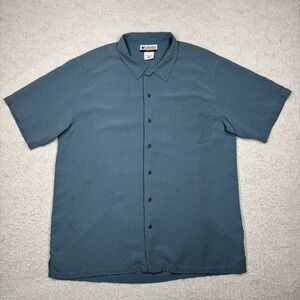 Columbia Short Sleeve Button Up Shirt Blue Modal Hiking Casual Men's Size 2XL